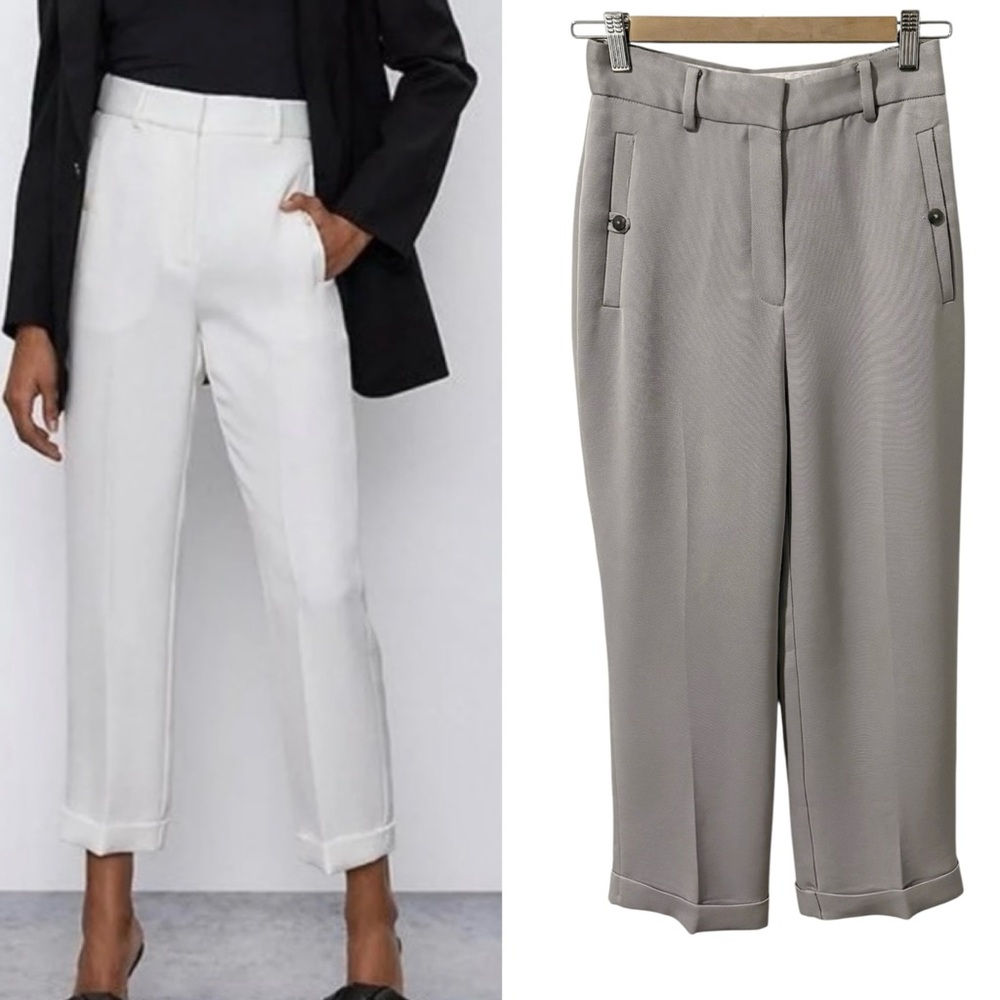 Aritzia Babaton Club High Rise Cuffed Crop Pants Opal GREY size 4